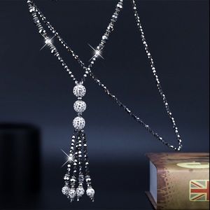 Fashion Shiny Crystal Beads Long Necklace